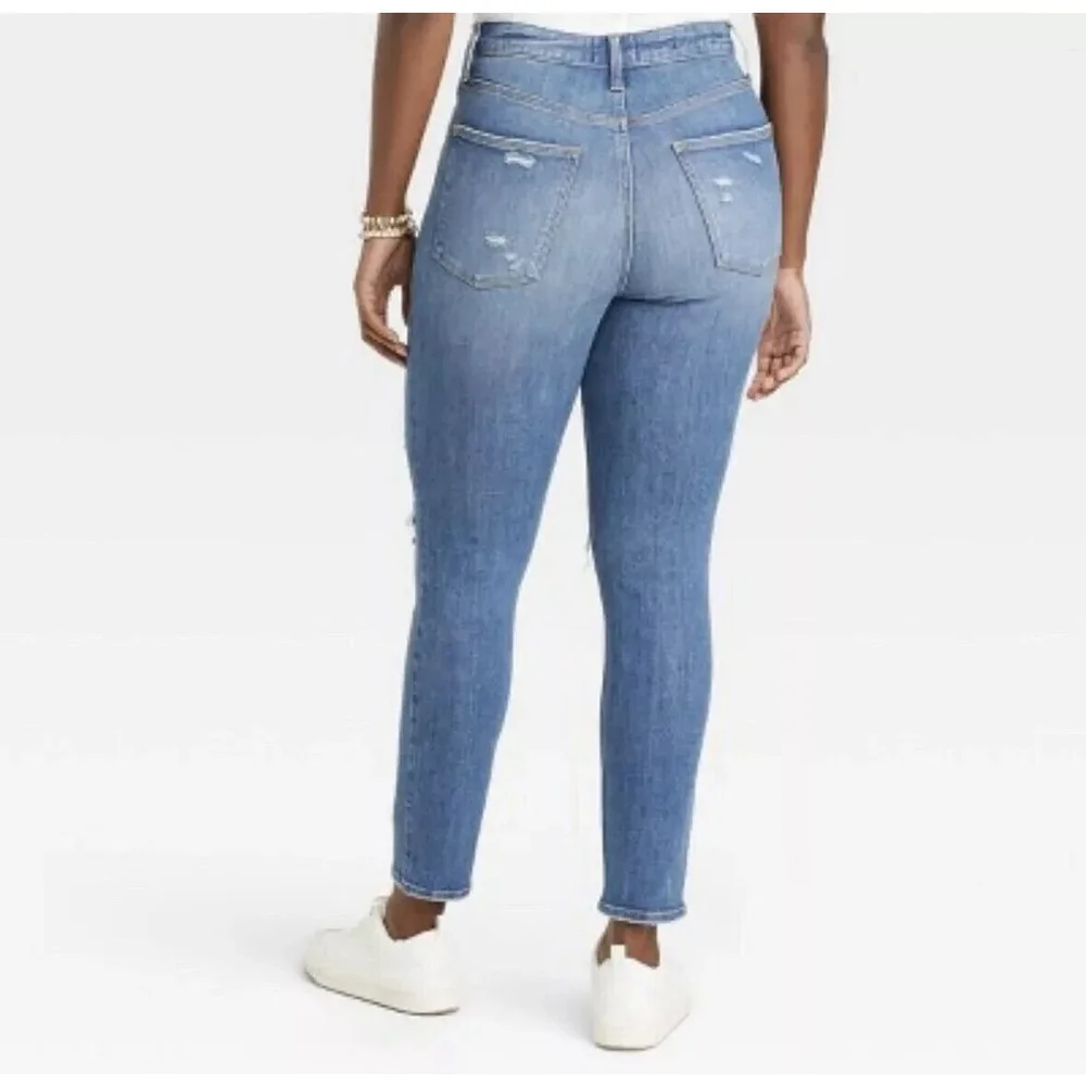 Universal Thread High-Rise Skinny Jeans Medium Wash/Distressed Stretch Plus 22R - Picture 3 of 6